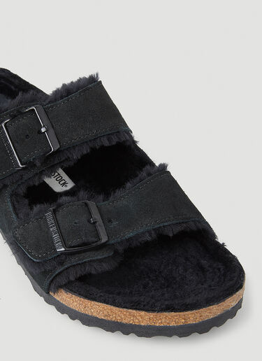 Birkenstock Arizona Shearling Two Strap Sandals Black brk0349009