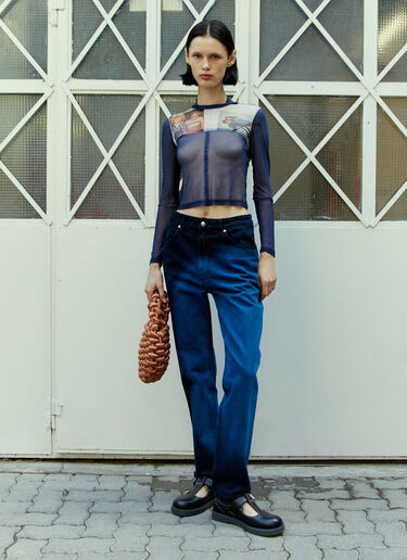 Eckhaus Latta Prom Baby Mesh Top Blue eck0253001