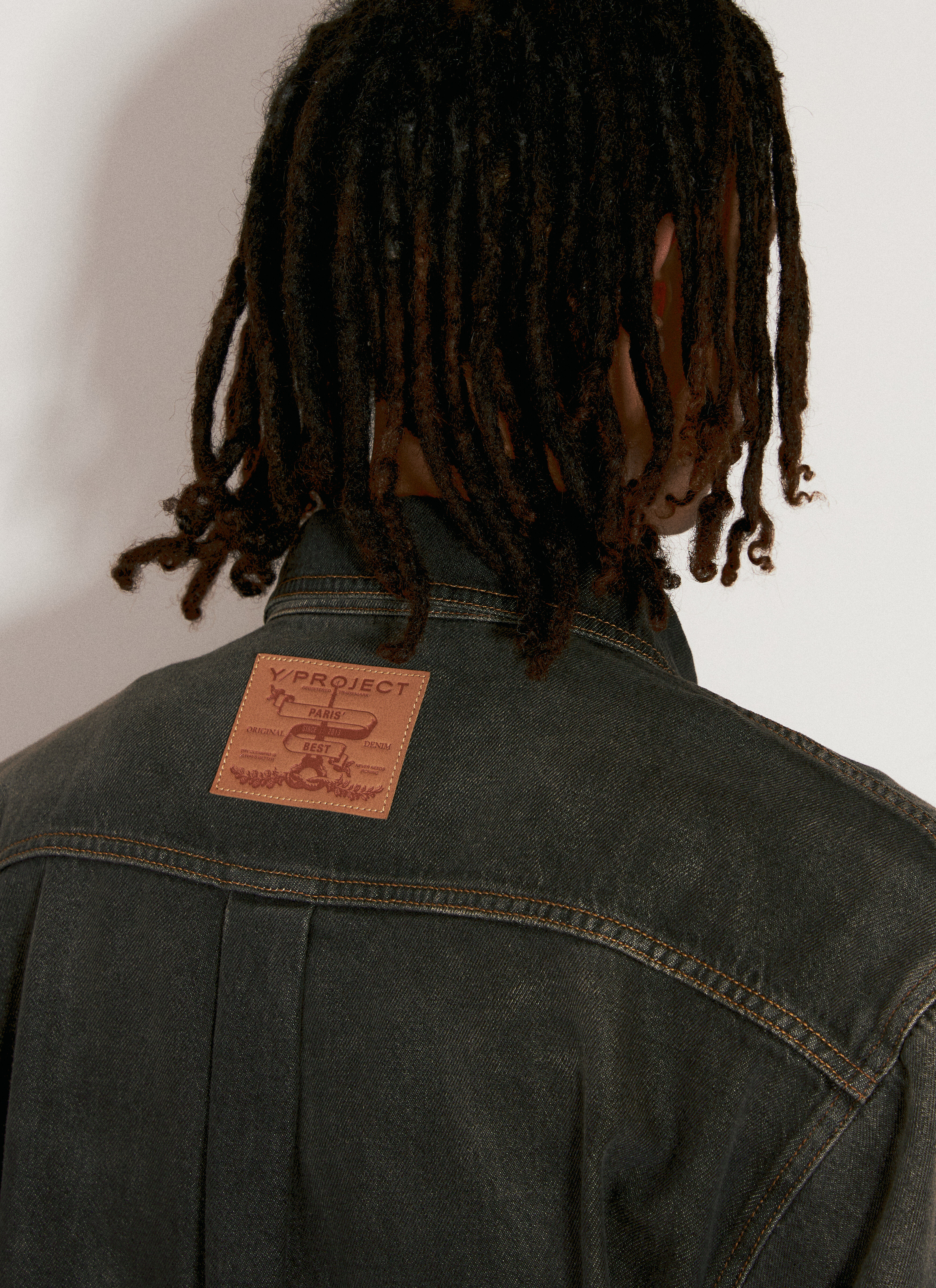 Y/PROJECT Men's' Hook-And-Eye Denim Shirt in Black | LN-CC®