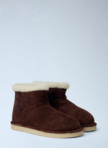 LN-CC® - Miu Miu: Shearling-Lined Suede Ankle Boots - Brown Miu Miu Shearling-Lined Suede Ankle Boots Brown miu0266052
