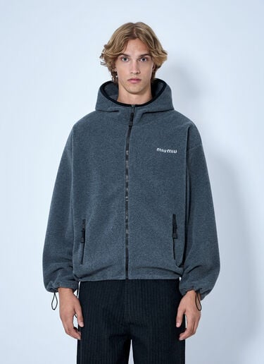 LN-CC® - Miu Miu: Hooded Zip Sweatshirt - Grey Miu Miu Hooded Zip Sweatshirt Grey miu0366010