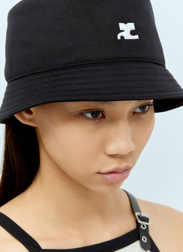 Courrèges Logo Embroidery Bucket Hat Black cou0356002