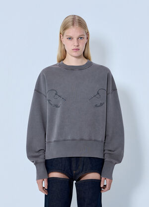 Jean Paul Gaultier Fleece Embroidered Sweatshirt Grey jpg0264021