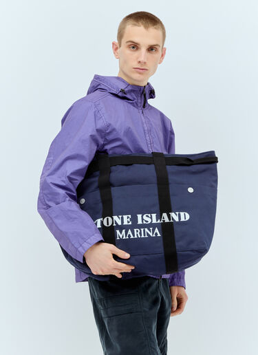 Stone Island 마리나 캔버스 토트백 네이비 sto0156121