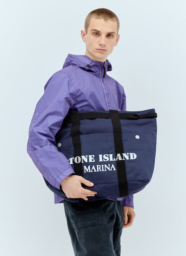 Stone Island Marina 帆布托特包 藏蓝色 sto0156121