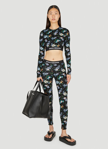 Rabanne Floral Print Leggings Black pac0250035