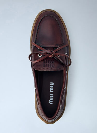 LN-CC® - Miu Miu: Leather Deck Shoes - Burgundy Miu Miu Leather Deck Shoes Burgundy miu0266048