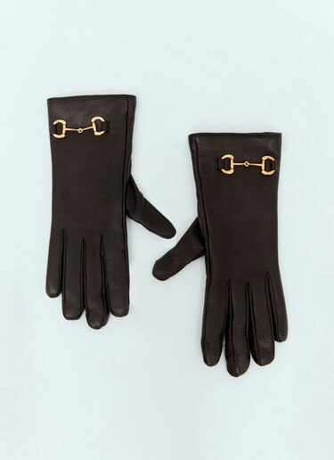 Gucci Leather Horsebit Gloves Black guc0257067