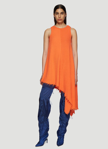 Unravel Project Asymmetric Ribbed Knit Tank Dress Orange unr0236007