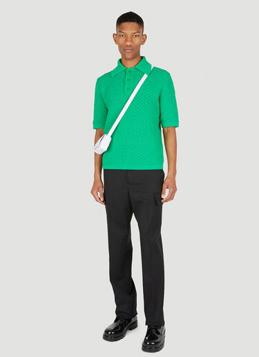 Bottega Veneta Triangle Mesh Polo Shirt Green bov0148019