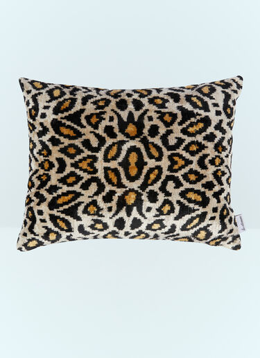 Les Ottomans Leopard Print Velvet Cushion Beige wps0691105