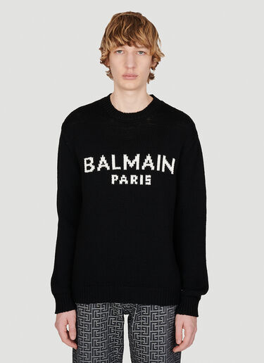 Balmain Logo Knit Sweater Black bln0153006