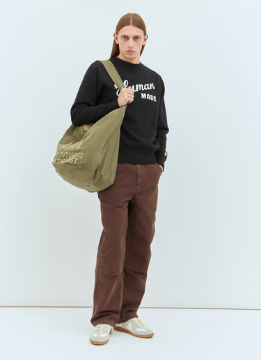 Human Made Logo Print Tote Bag Green hmd0158008