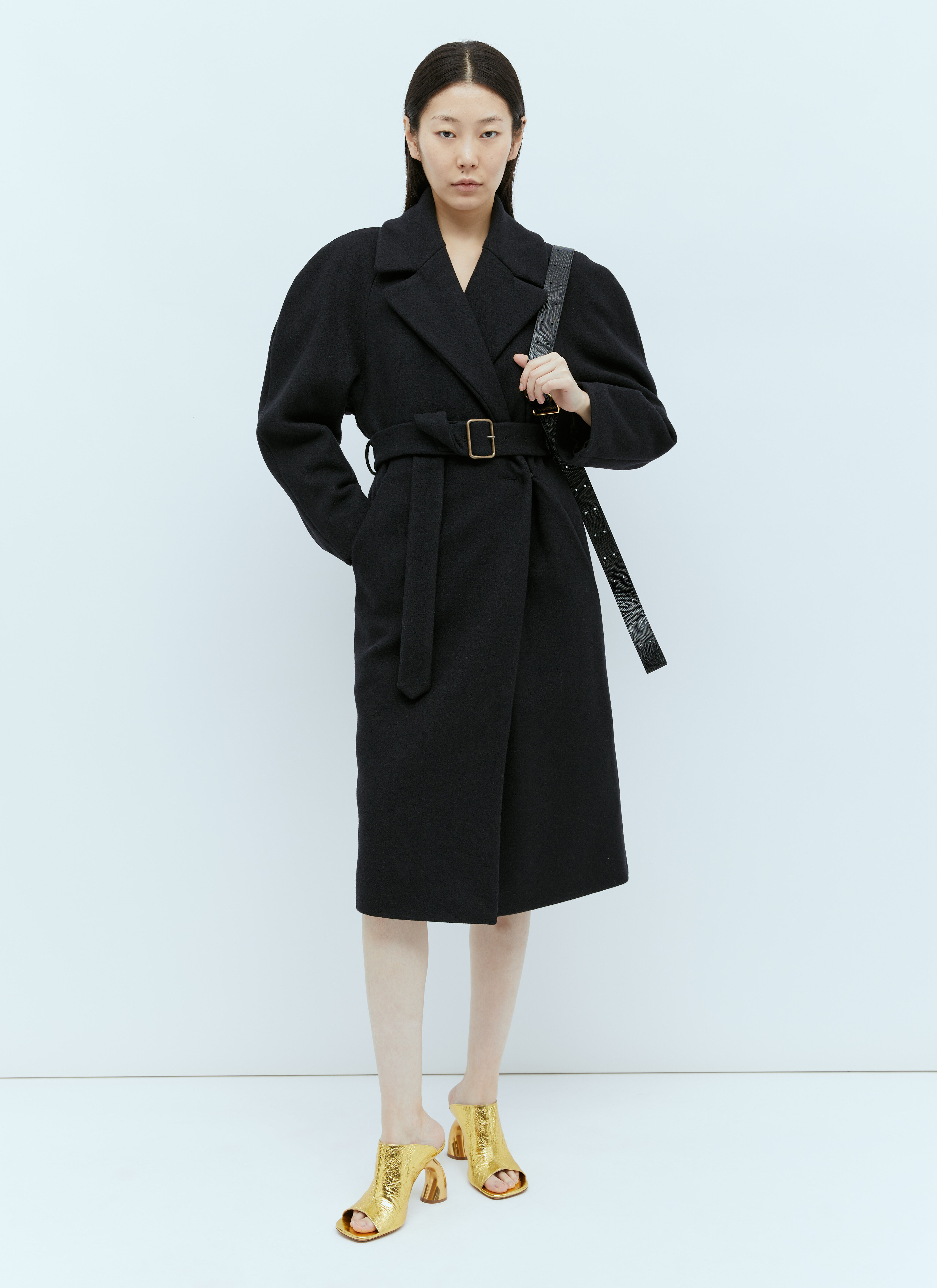 TOTEME Wool Belted Coat Black tot0257001