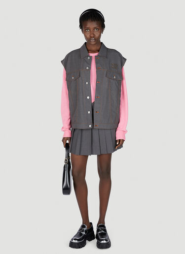 Logo Patch Sleeveless Jacket Miu Miu Logo Patch Sleeveless Jacket Grey miu0252017