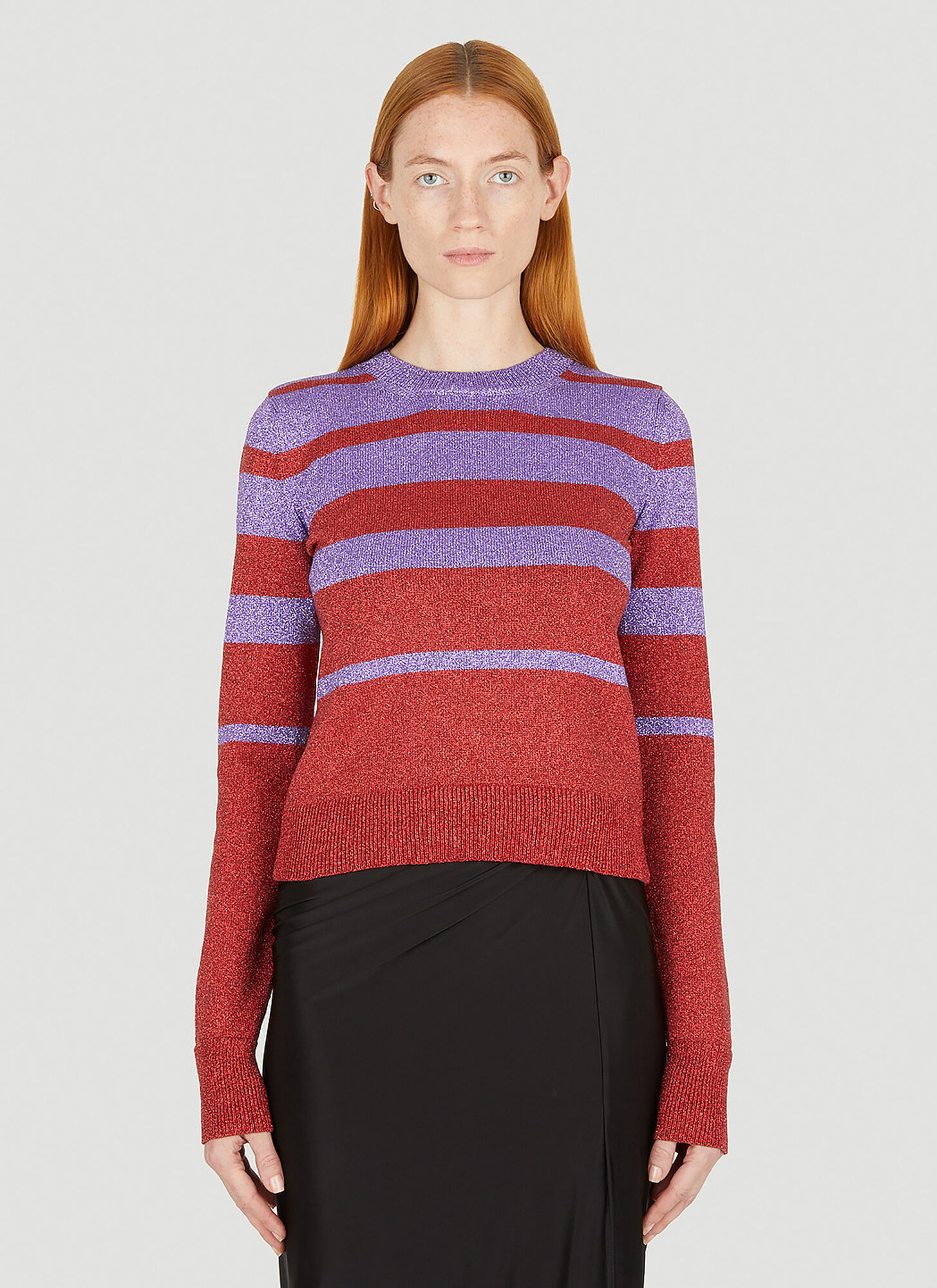 Paco Rabanne Metallic Striped Sweater Female Red