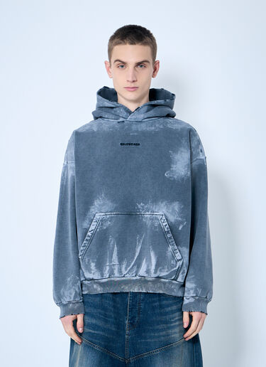 Balenciaga Logo Print Hooded Sweatshirt Grey bal0159013