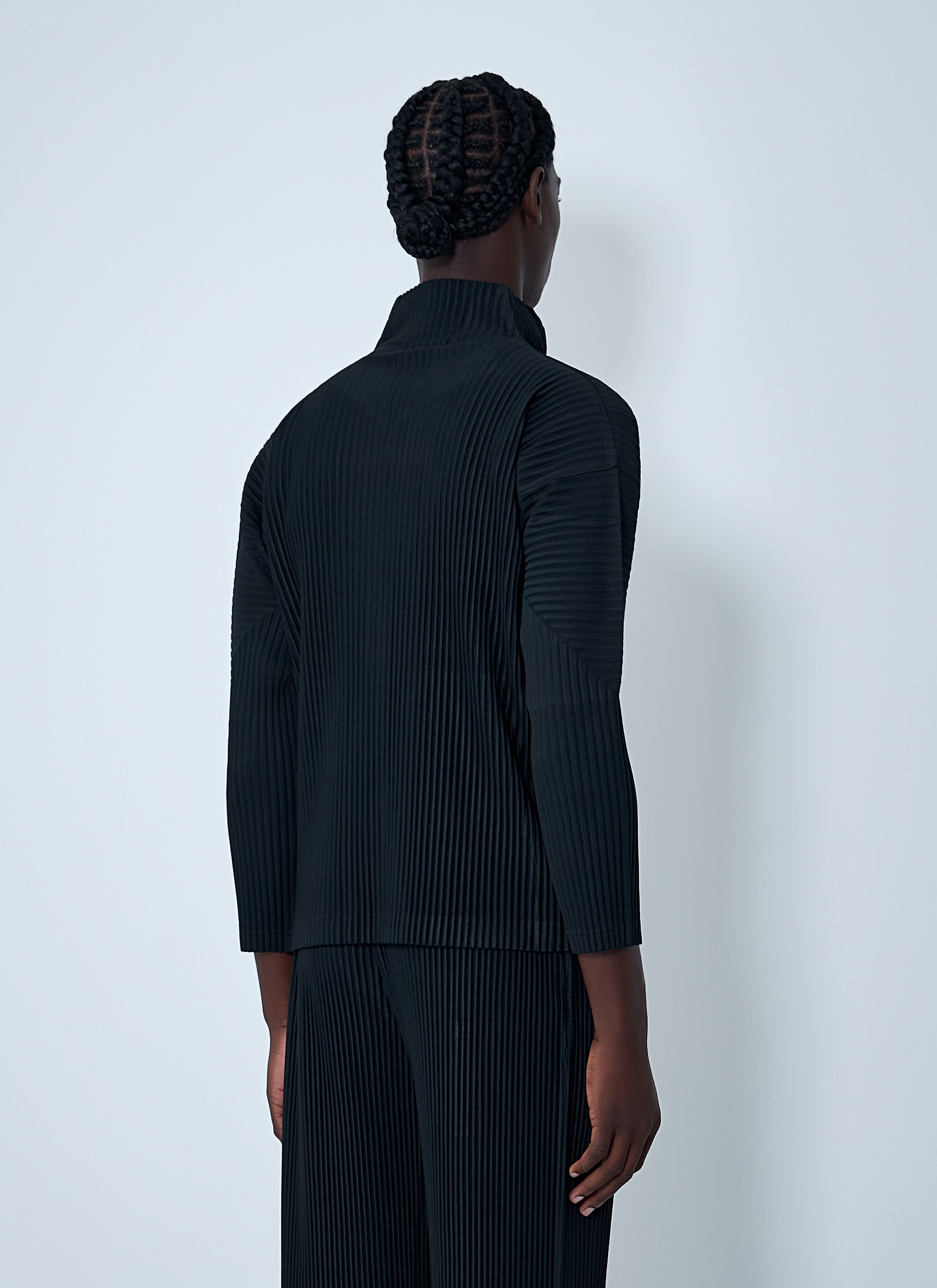 Homme Plissé Issey Miyake Men's' Pleated Zip-Up Jacket in Black