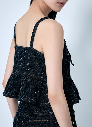 GANNI Fluffy Denim Strap Top Black gan0259030
