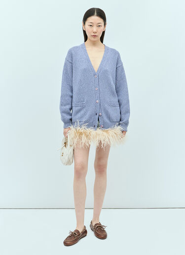 Miu Miu Cashmere And Wool Cardigan Blue miu0255031