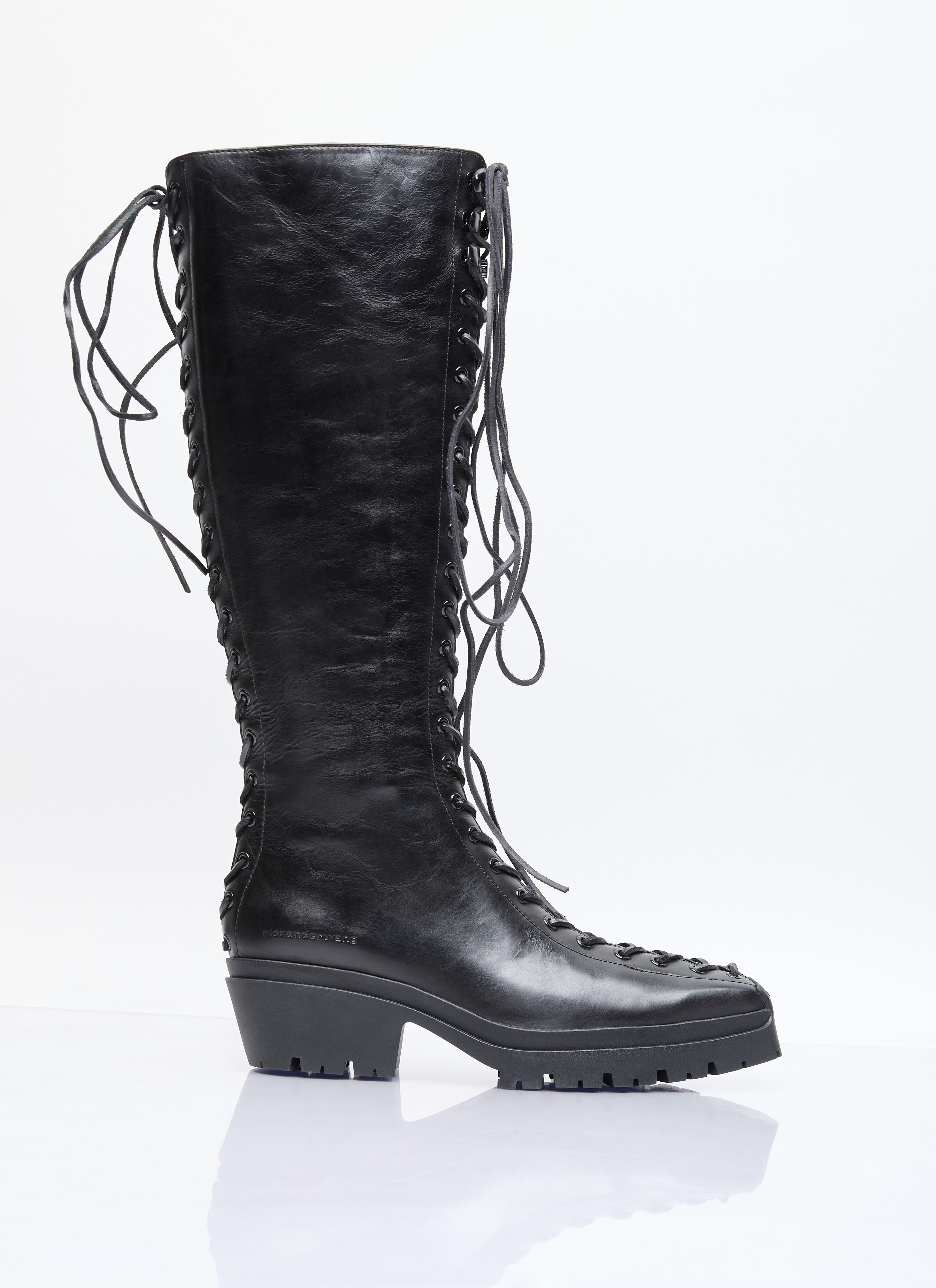 Our Legacy Terrain Lace-Up Knee-High Boots Black our0256009