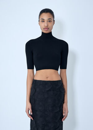 Max Mara High-neck Cropped Knit Top Black max0264313