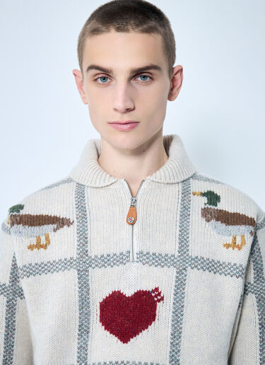 Human Made Animal Half-Zip Sweater Beige hmd0159005