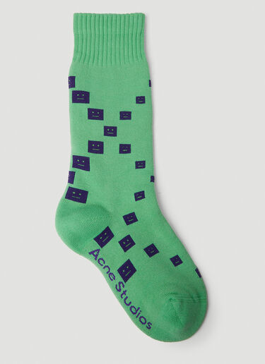 Acne Studios Face Jacquard Socks Green acn0251047