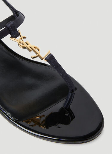 Saint Laurent Cassandra Flat Sandals Navy sla0252032