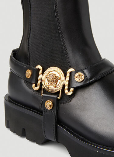 Versace La Medusa 铭牌切尔西靴 黑 ver0149048