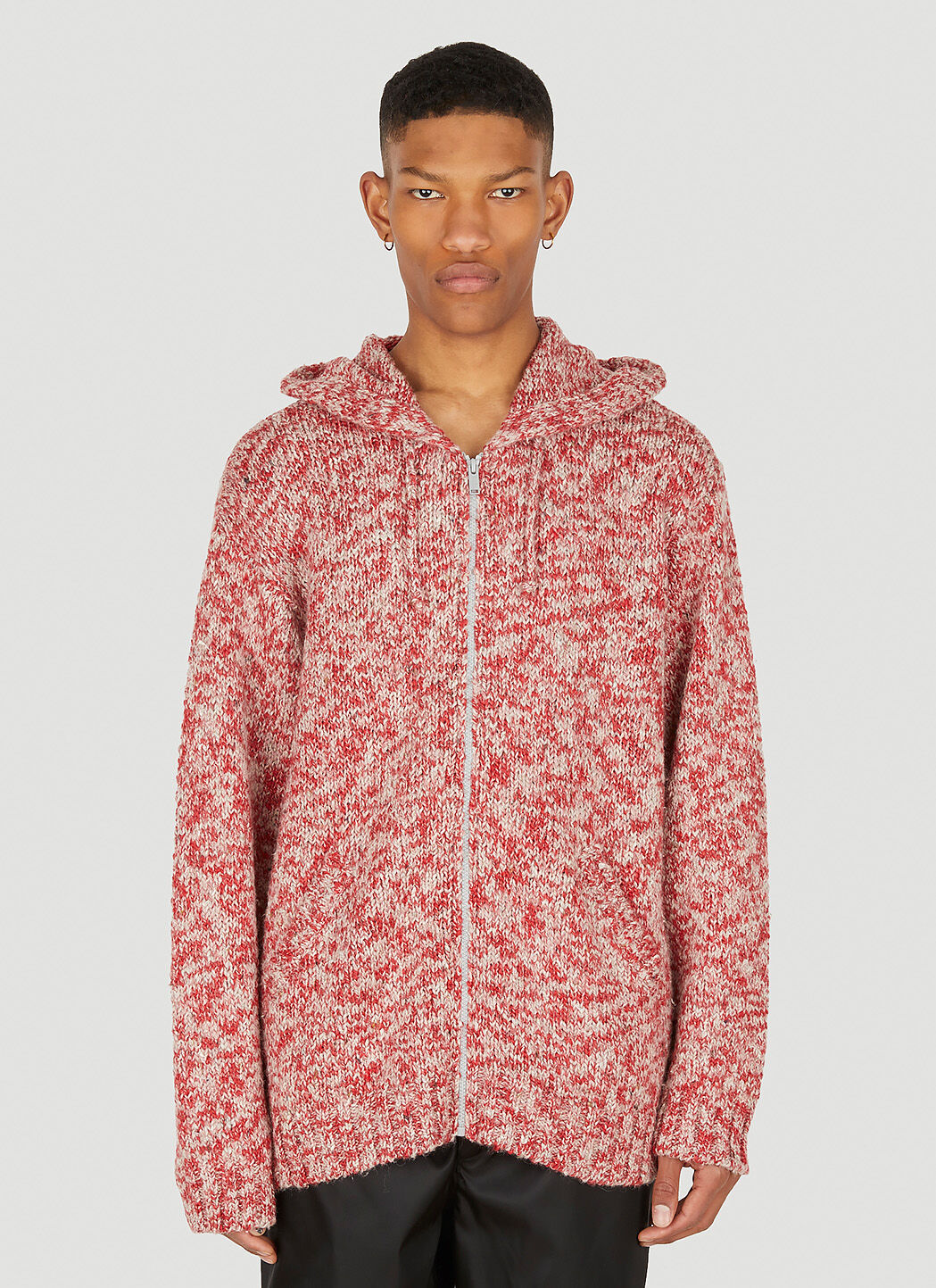 UNDERCOVER Melange Knit Hooded Sweater in Red LN CC