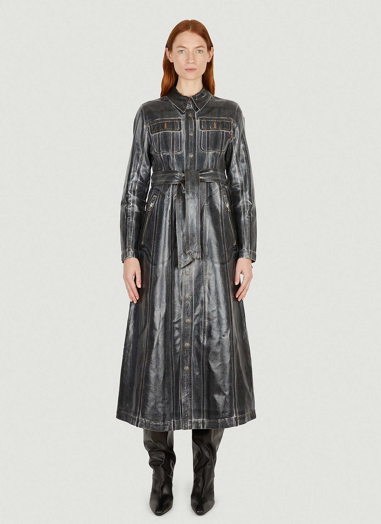 Diesel The De-flaminty Shirt Dress In Grey