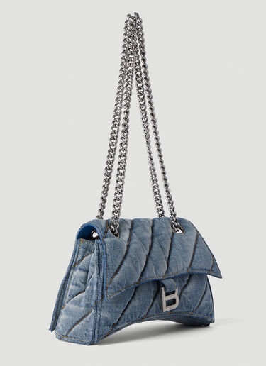 Balenciaga Denim Crush Quilted Shoulder Bag Light Blue bal0252095