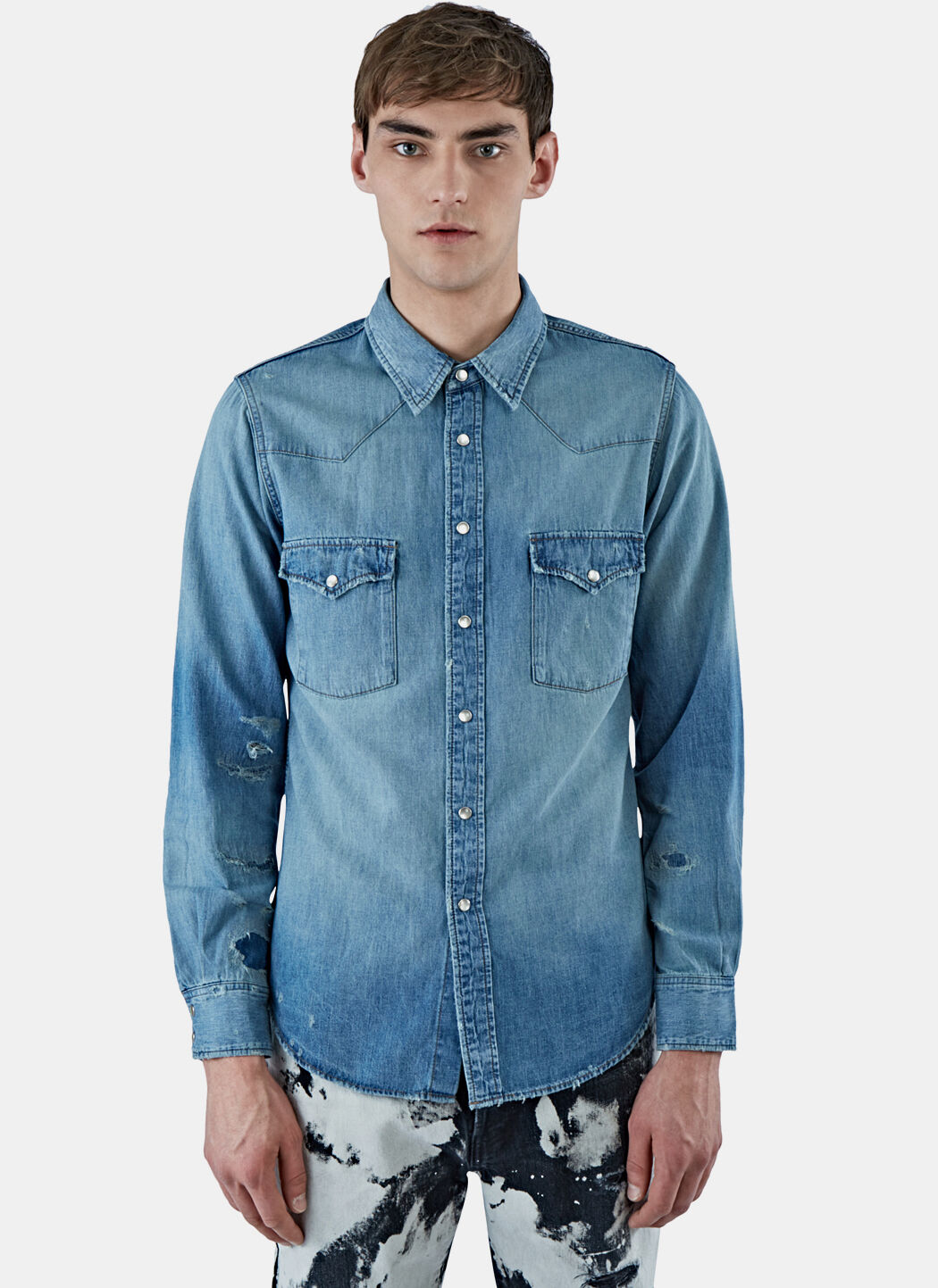 Saint laurent oversized denim cheap shirt