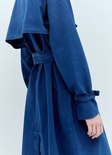 Max Mara Canvas Double-Breasted Trench Coat Blue max0256050