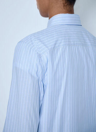 LN-CC® - Saint Laurent: Striped Cotton Poplin Shirt - Light Blue Saint Laurent Striped Cotton Poplin Shirt Light Blue sla0263026