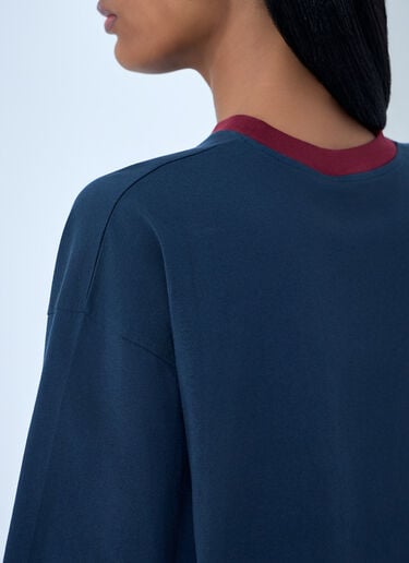 Miu Miu Cotton Jersey Sweatshirt with Logo Motif Blue miu0263060