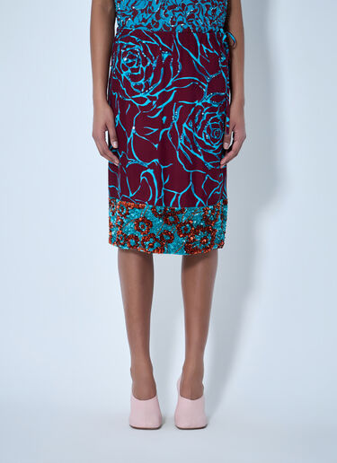 Dries Van Noten Embroidered Midi Skirt Burgundy dvn0263006