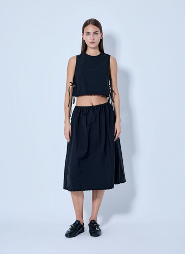 LN-CC® - Cecilie Bahnsen: CBFiella Embroidered Scalloped Taffeta Midi Skirt - Black Cecilie Bahnsen CBFiella Embroidered Scalloped Taffeta Midi Skirt Black cec0266009