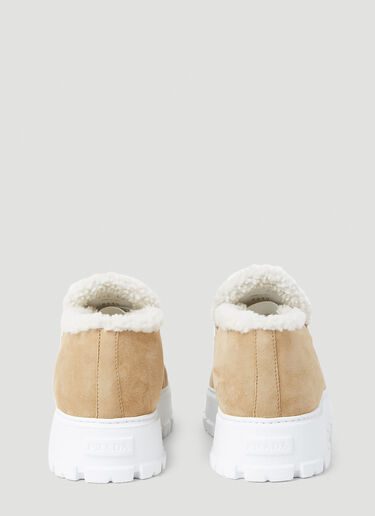 Shearling Lined Suede Platform Loafers Prada Shearling Lined Suede Platform Loafers Beige pra0254020