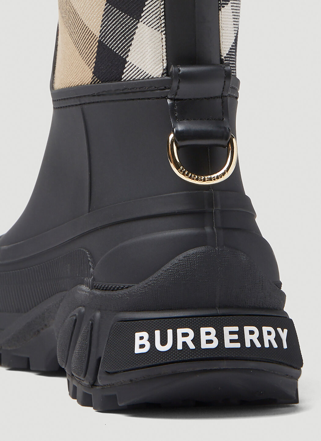 Burberry check panel rainboots top