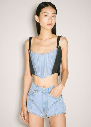 Mugler Bi-Material Denim Corset Black mug0259009