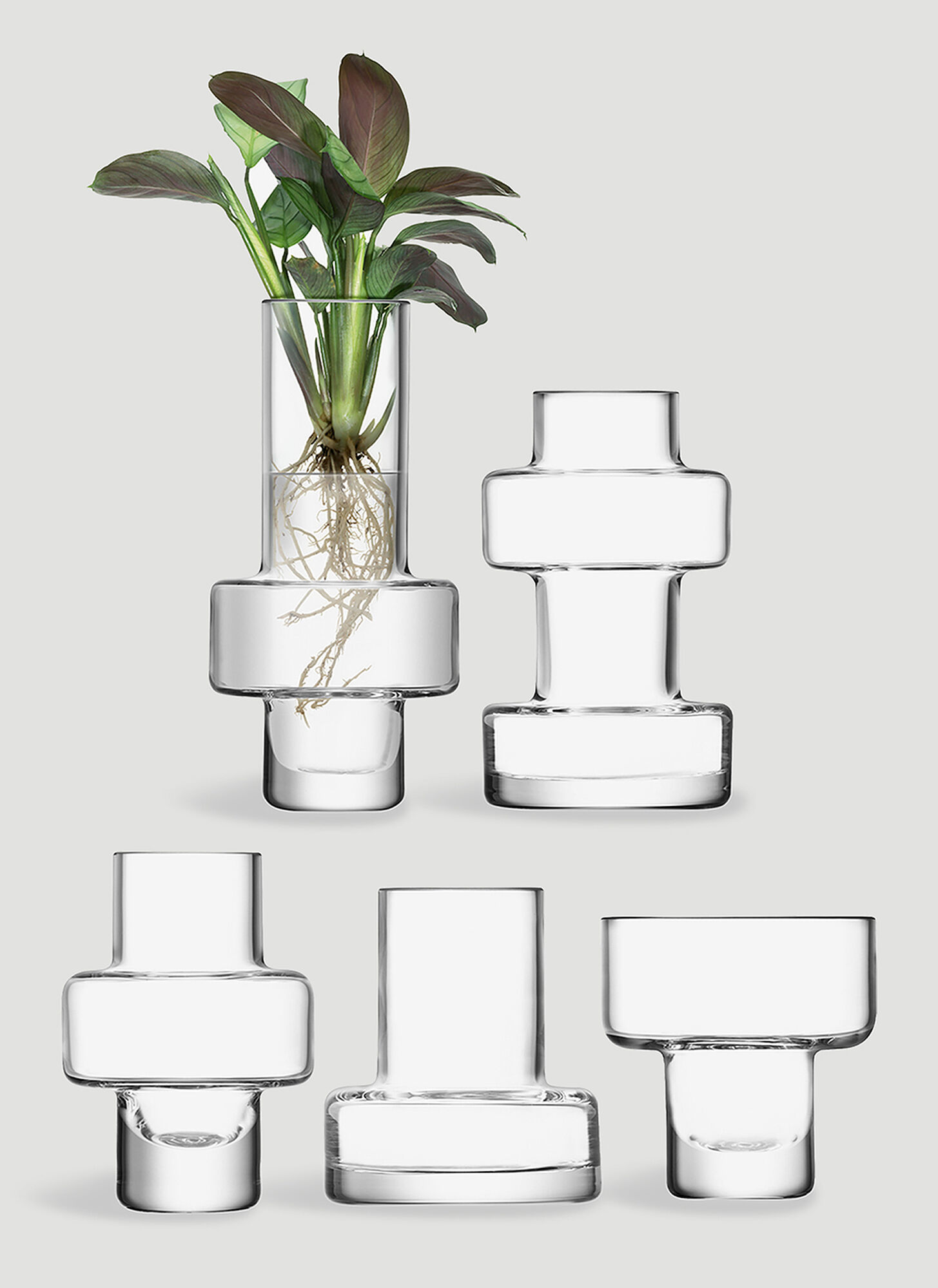Lsa International Set Of Five Metropole Mini Vases Unisex Transparent