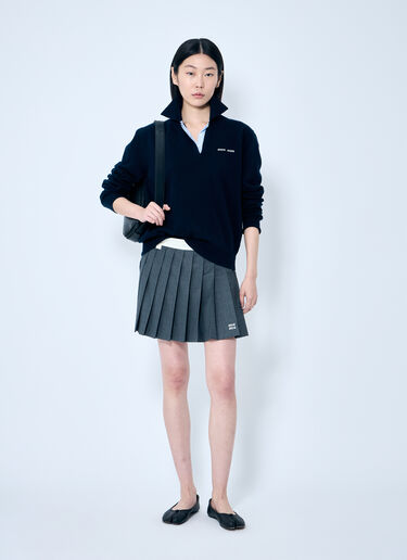Miu Miu Pleated Mini Skirt Grey miu0259008