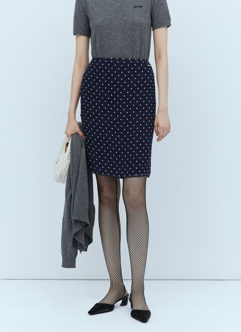 Miu Miu Polka-Dot Silk Chiffon Skirt Black miu0254016
