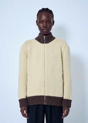 Prada Zipped Wool Cardigan Yellow pra0265028