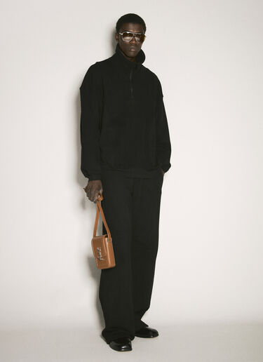 Saint Laurent Logo Embroidery Half-Zip Sweatshirt Black sla0156019