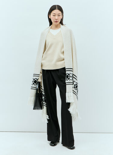 Max Mara Large Wool And Cashmere Scarf White max0255009