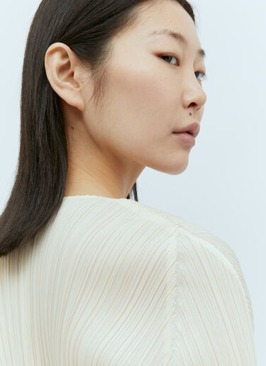 Pleats Please Issey Miyake Pleated Cardigan Beige plp0255014
