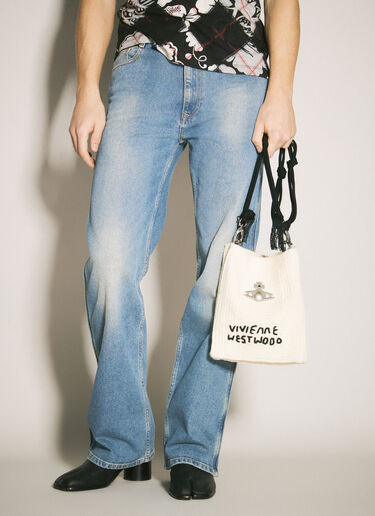 Vivienne Westwood Mabel Small Crochet Tote Bag Cream vvw0158010